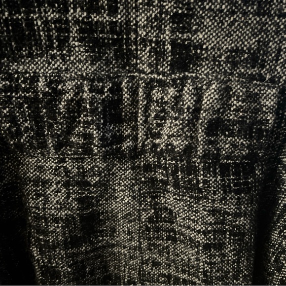 Zara Basic L White Black Jacket 17% Wool Lined Winter Big Pleated Collar F1 - Picture 8 of 11